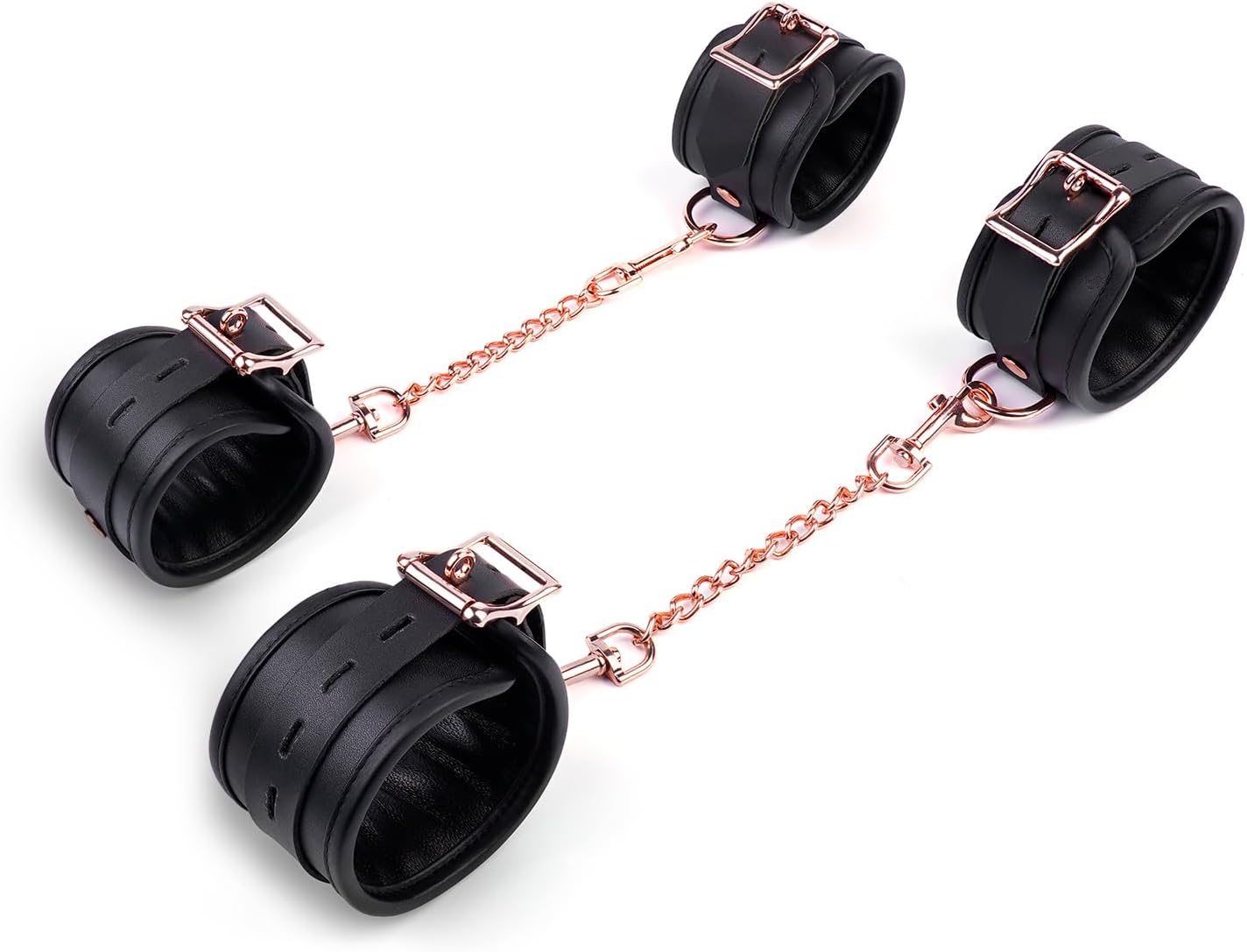 Black Adjustable 4 Real Leather Ankle Straps Wrist Cuff Fitness Leg Exercise Ankle Bracelet Kit Cosplay Cuff Accessories Sports Fitness System Set