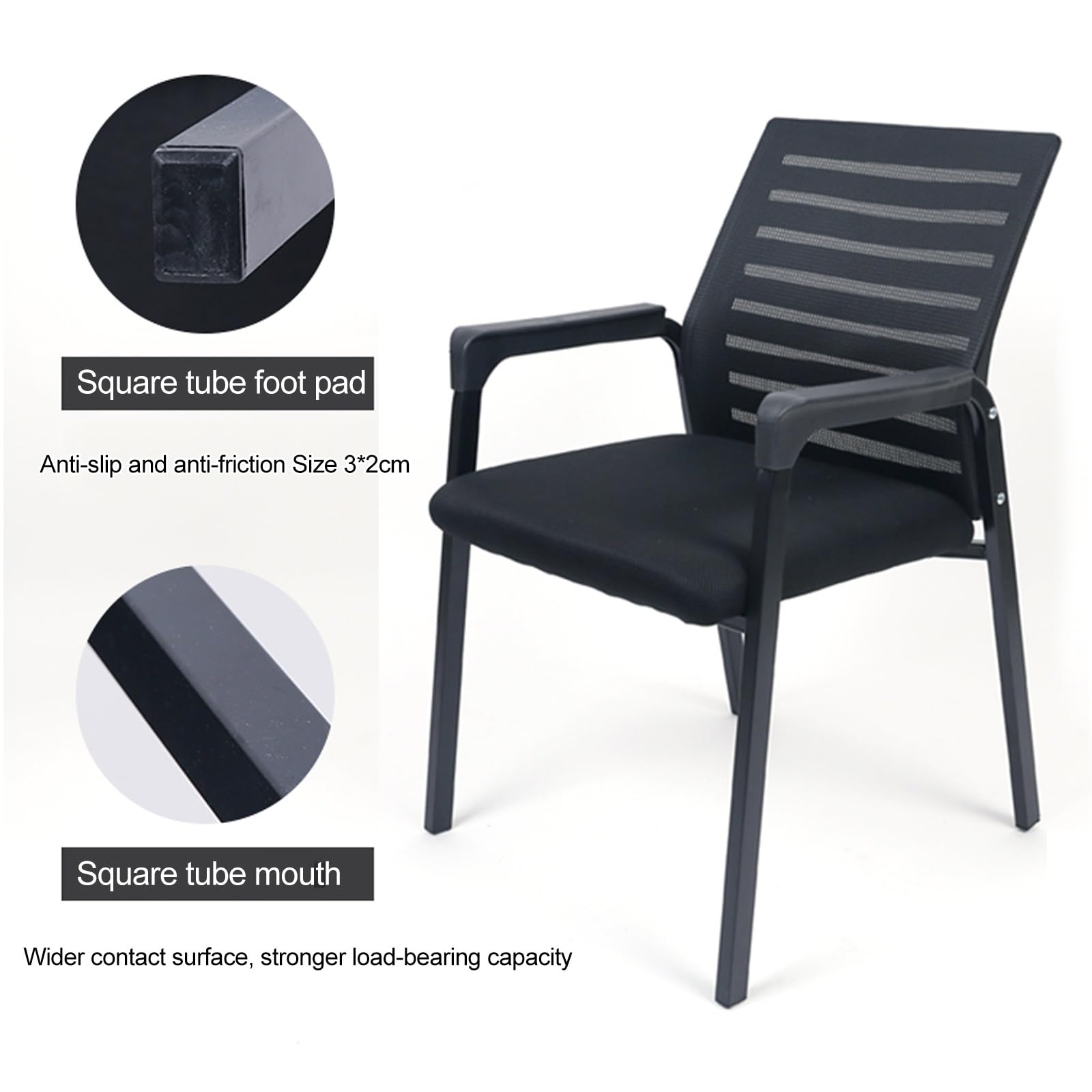 Silla Escritorio Sin Ruedas, Silla Ergonómica, Silla Oficina, Sillas de Recepción de Invitados con Apoyabrazos, Silla Ordenador con Respaldo de Malla for Oficina, Escuela, Vestíbulo