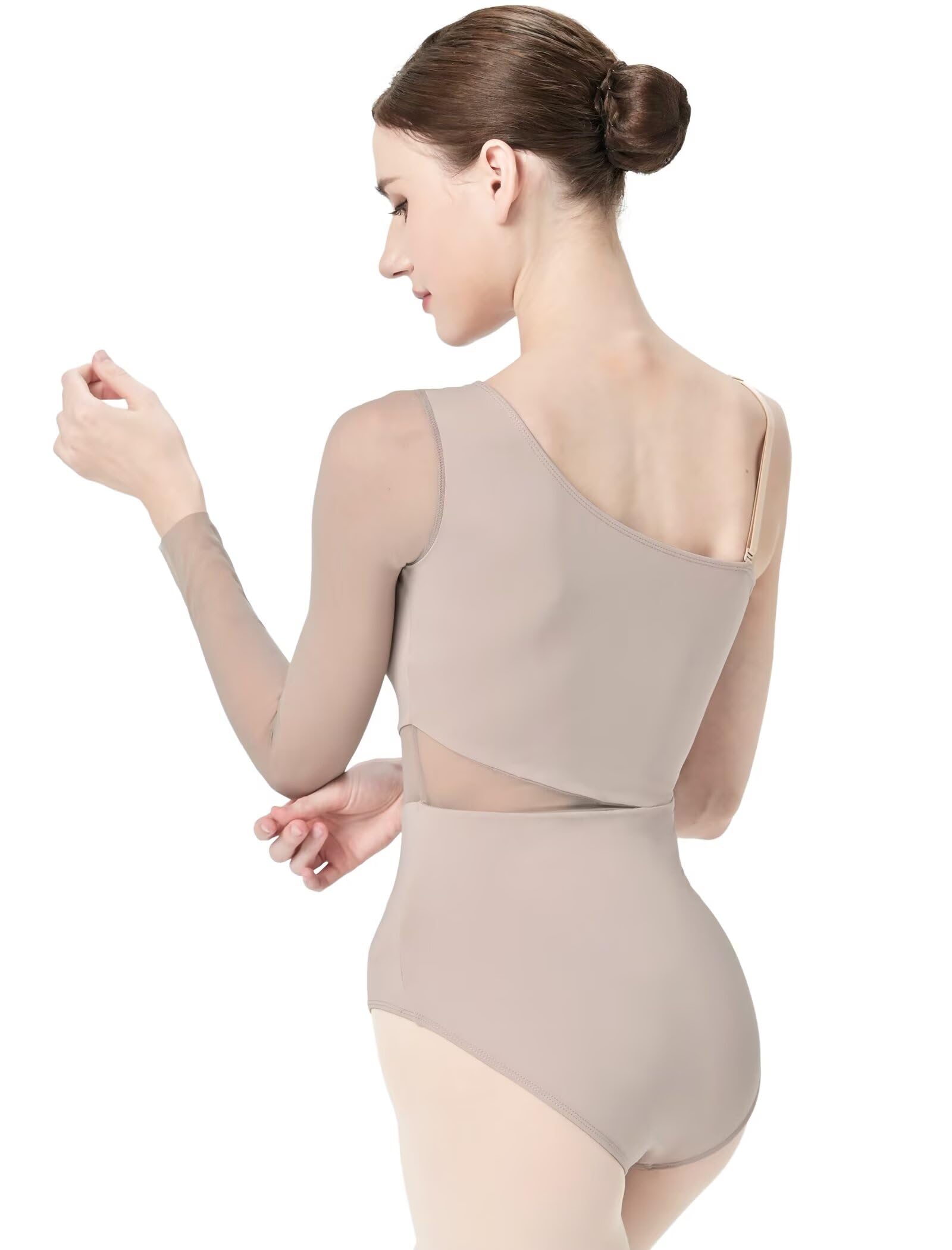 Maillot de Danza Leotardo de Ballet Mujer Gimnasia Leotardo Ballet Vestido bodysuit con un Hombro Descubierto y Abertura