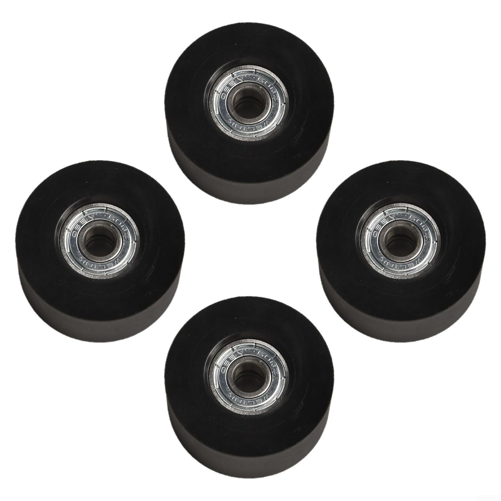 Lot de 4 roues de siège de rameur à eau en nylon et acier avec 45 mm de diamètre et trou intérieur de 8 mm de rechange pour une performance de glissement fluide Noir