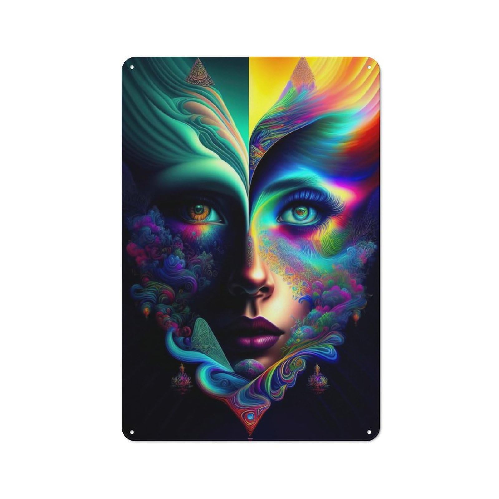 Tin Wall Plaque 30x20cm with Lady Surreal 02 for Café Or Home Bar, New-space Wall Decor for Hospitality Decor Collectors