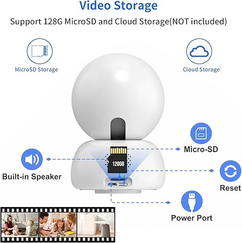 Miniatura 6 de LuckSun Cámara WiFi de seguridad 2K 1296P para interiores, inalámbrica, un botón, conversación de 2 vías, PTZ, seguimiento inteligente, cámara para