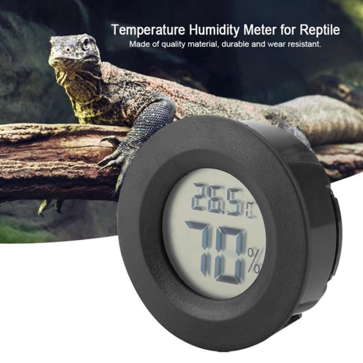 TOYANDONA 3 Series Termómetro Redondo Humedad Terrario Vivero Reptil Acuario Hogar Interior Mini Hidrómetro Medidor De Temperatura Digital Termohigrómetro Multifuncional Negro 4 Piezas*3
