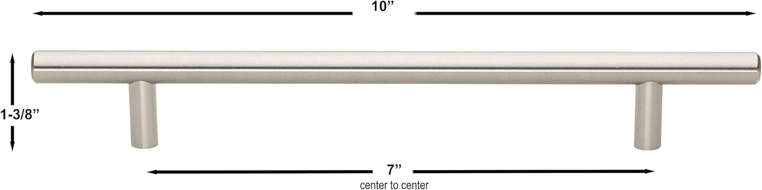 GlideRite Hardware 5004-178-SS-10 7 inch Cc Stainless Steel 10 inch Long Solid Handle bar Pulls 10 Pack