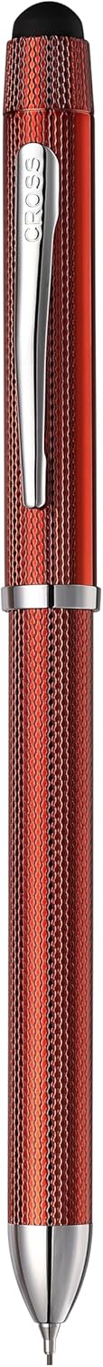 Cross Tech3+ Engraved Refillable Multi-Function Ballpoint Pen with Stylus, Medium Ballpen And Pencil, Includes Premium Gift Box - Translucent Red