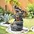 GIODIR Outdoor Garden Water Fountain, 5 Tiers Cascading Rock Waterfall, 26.4" H Waterfalls Resin Fountain with 4 LED Lights and Dicky Bird, Natural Modern Art Decor for Indoor and Patio Porch