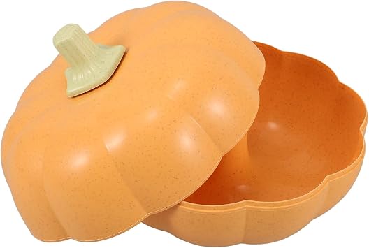 Amosfun Pumpkin Snack Box Dried Fruit Tray with Lid - Halloween Candy Nut Serving Container for Halloween Thanksgiving Fall Party Supply