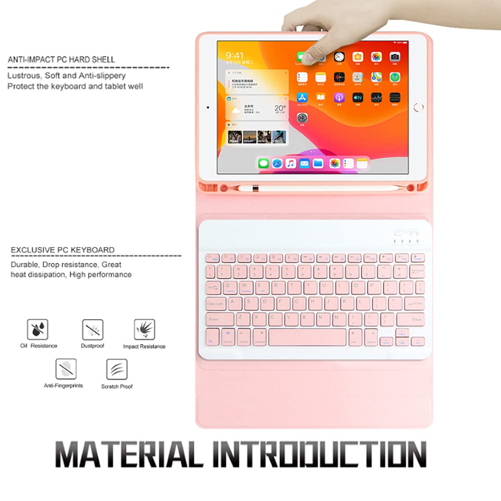 Étui avec clavier et souris pour iPad Pro 12,9" 2021/2020/2018, coque intelligente légère avec clavier amovible et souris Bluetooth pour iPad Pro 12,9" 5e/4e/3e génération, rose