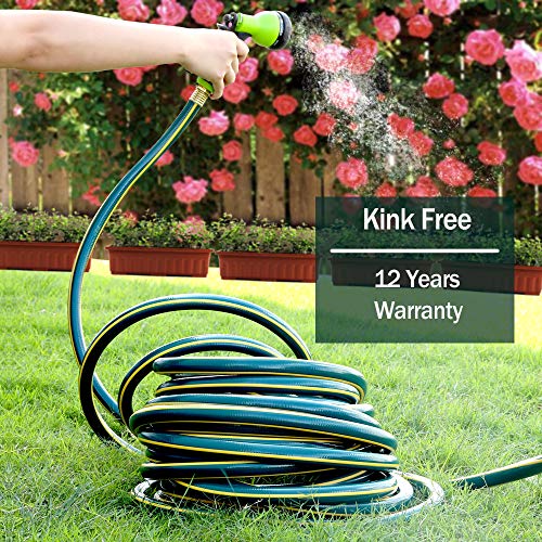 Solution4Patio Homes Garden 3/4 In. X 25 Ft. Garden Hose, Brass Fittings, No Kink, No Leaking, Heavy Duty, High Water Pressure, For Extremely Weather 12 Year Warranty, No Dop, Environmental-Friendly #TOP6