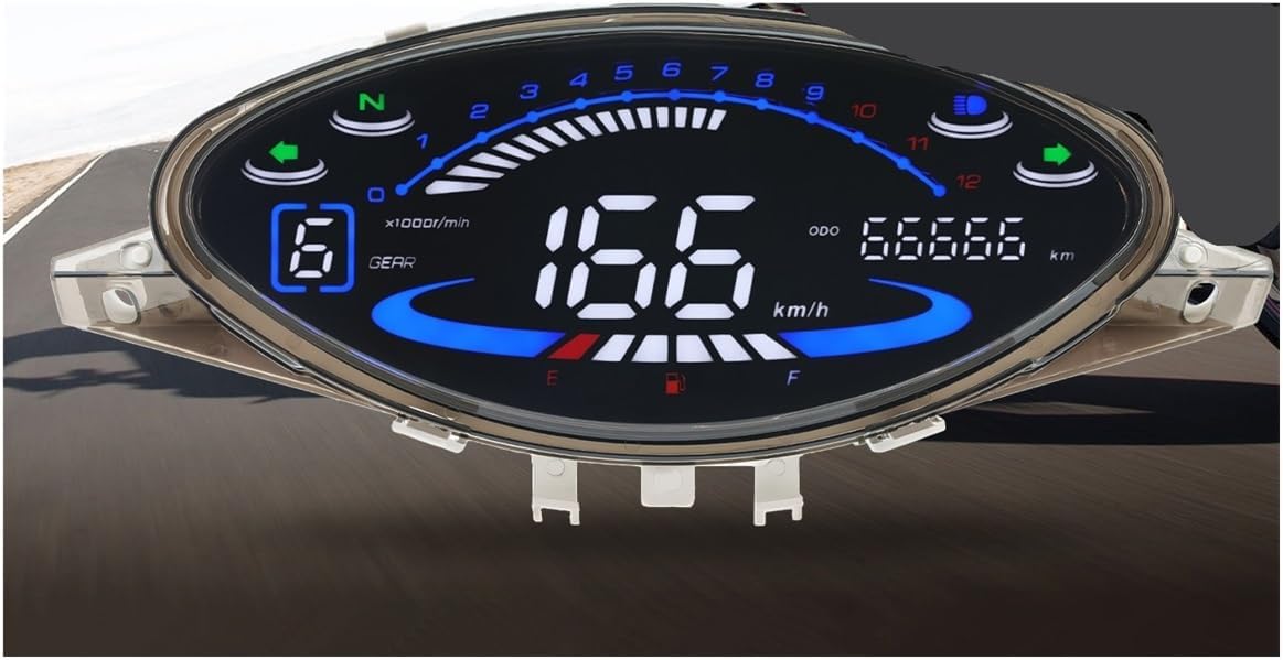Motorcycle Speedometer Motorcycle Tachometer Digital Dashboard 12000RPM Gauge for Biz100 for Biz125 C100 Dual Odometer Tachometer