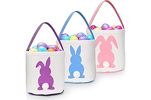 3 Pack Easter Baskets for Kids - Fluffy Tails Bunny Basket Bags...
