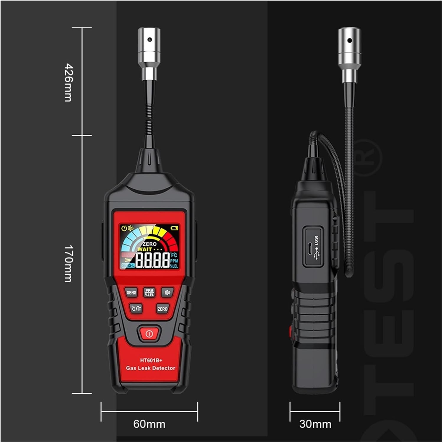 Gas Leak Detector Analyzer Sound & Screen Alarm Combustible Flammable Natural Methane Tester Precise Sensors for Fast Detection