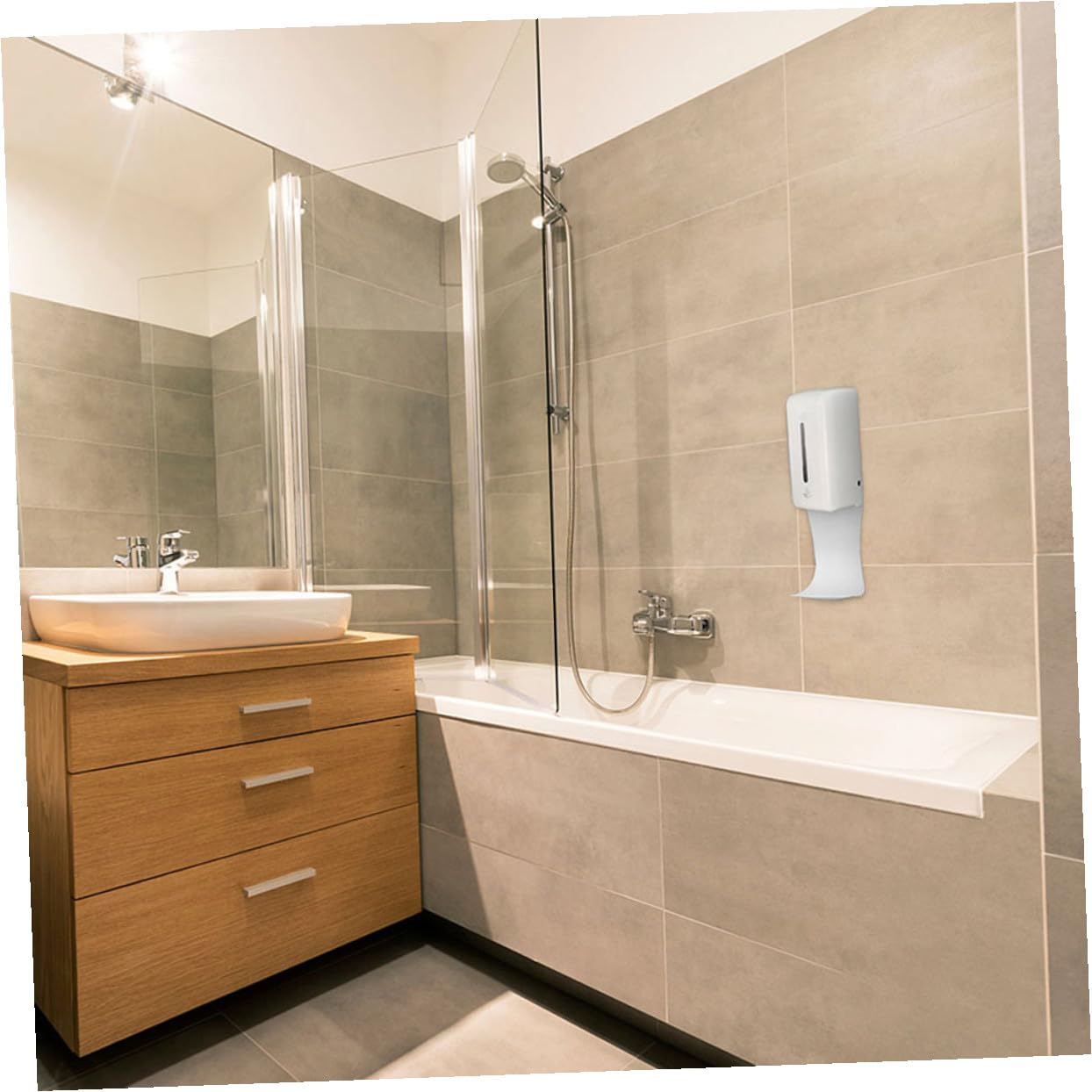GANAZONO 3 Pezzi Vassoio Porta Dispenser di Sapone in Abs Bianco, Supporto Robusto e Sicuro per Dispenser di Sapone, Adatto per Hotel e Ristoranti