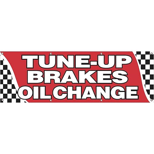4LessCo 2x6 Feet TUNE UP BRAKES OIL CHANGE Banner Store Sign Fabric Polyester With Grommets rb