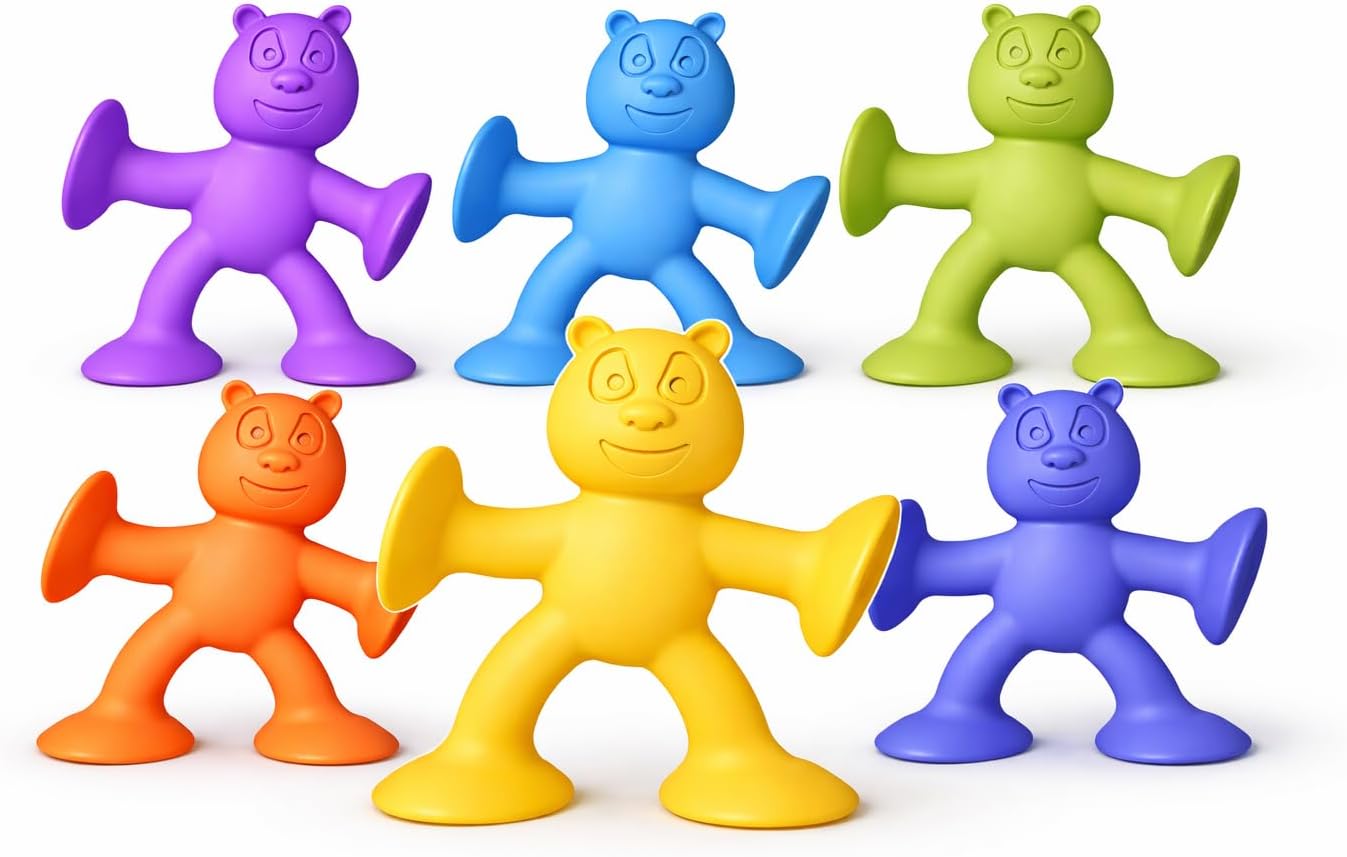 Suction Cup Toys（Pack of 12）, No Hole Baby Bath Toys Suction Toy - Connect, Build, Create - Toddler Bath Toys for Kids Ages 1-3, Silicone Sensory Fidget Toys for Baby Tray Window Travel