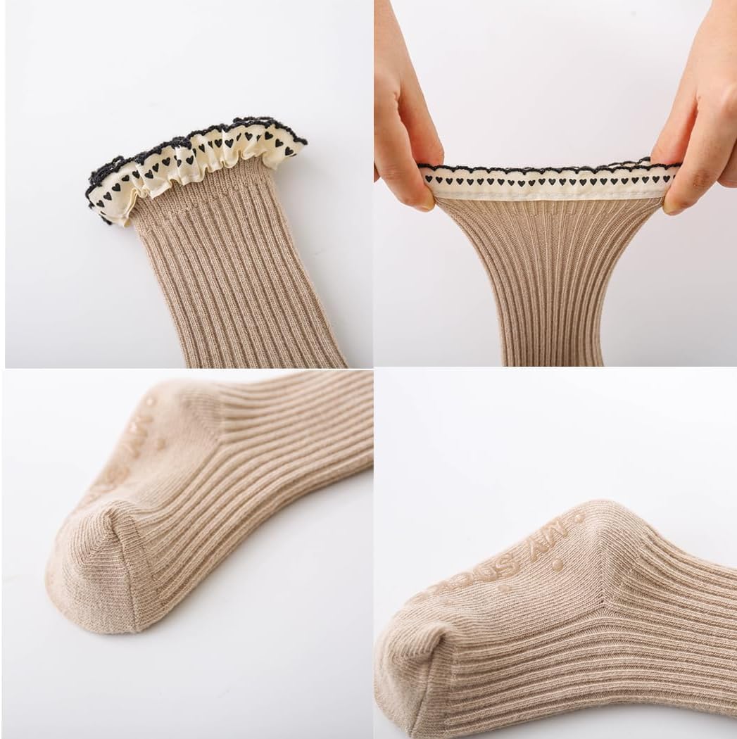 Ashmyova Baby Girls Vintage Ankel Lace Socks Toddler Ruffles Casual Dress Socks 6 Pack - Image 5