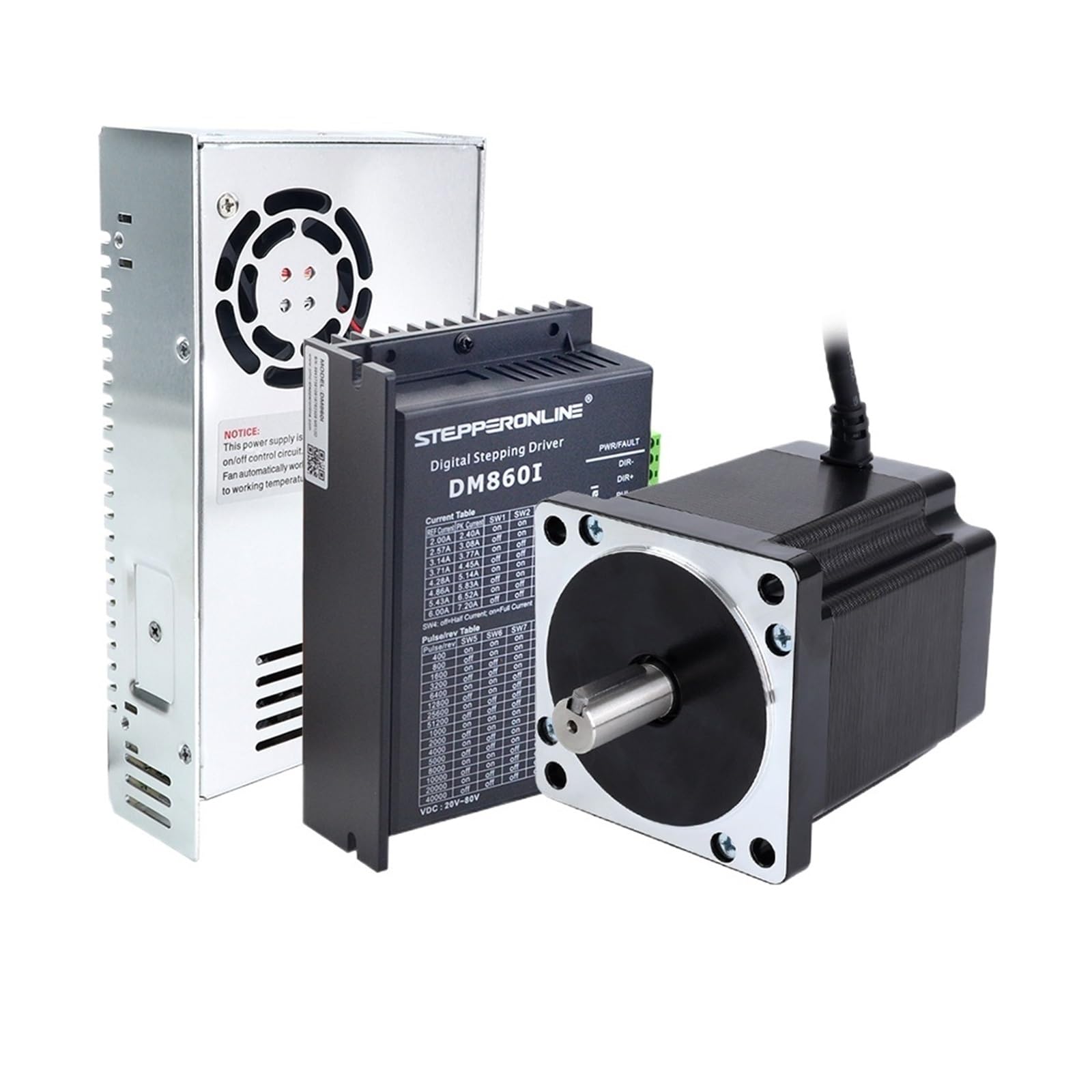 LEOTNNDQ Nema 34 Open Loop Stepper Kit 8.0Nm 6.0A 98mm Stepper Motor 4 Lead & Driver & 60V Power Supply