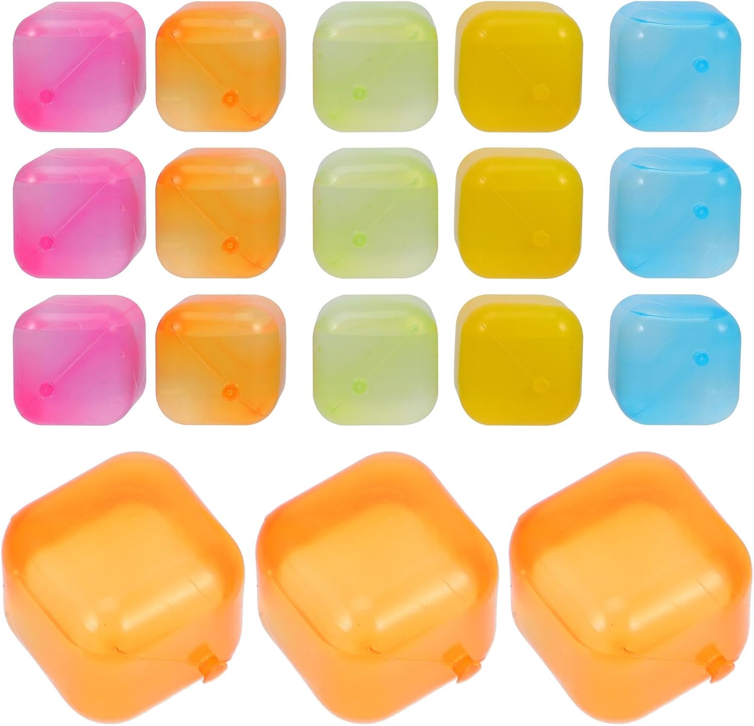 ARTIBETTER Reusable Plastic Ice Cube Molds 24pcs Colorful Small Cube Ice Tray for Cocktail Drinks Freezer Safe Party Bar Accessories