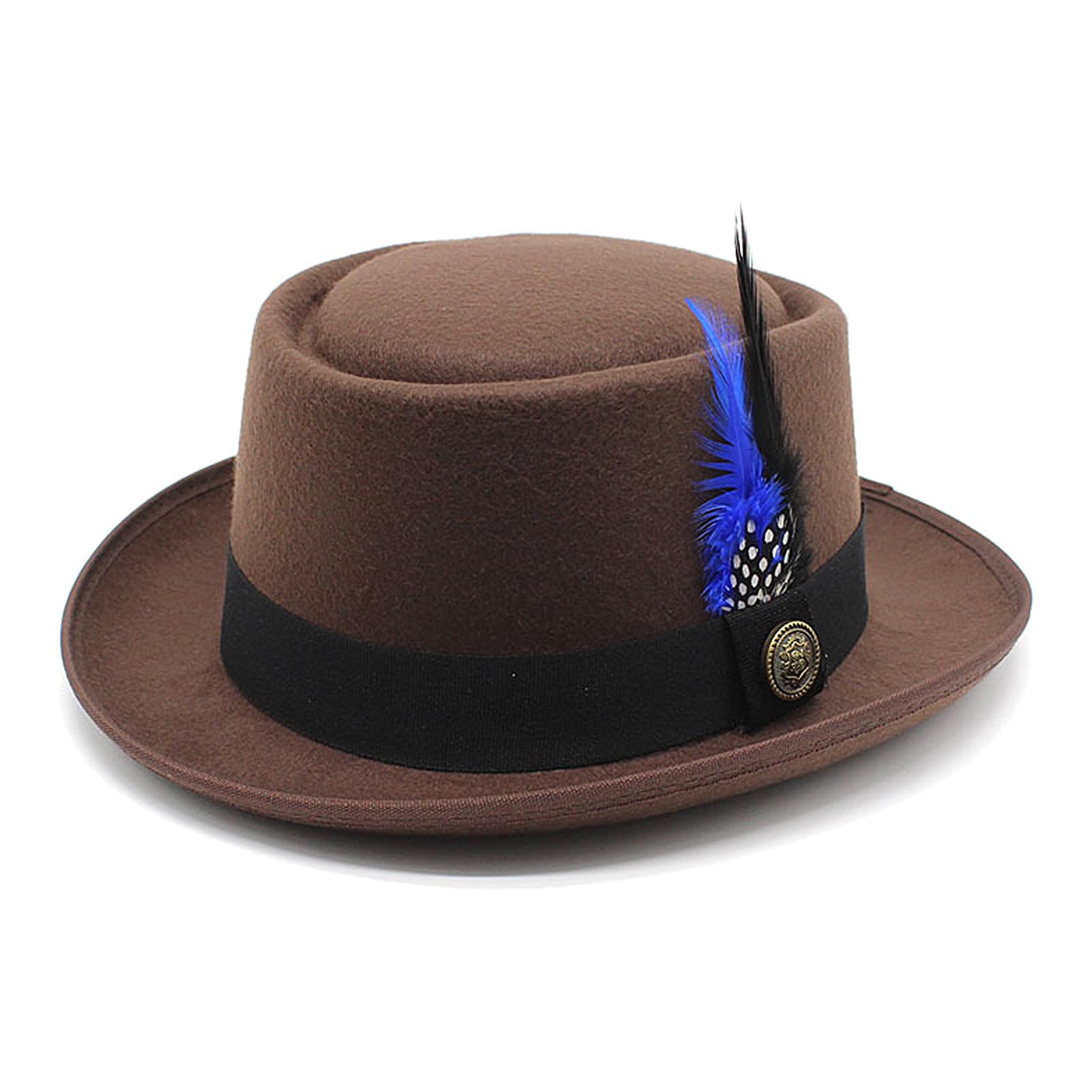 Lisianthus Fedora Hats Flat Top Felt Pork Pie Boater Hat for Men & Women Church Derby Cap