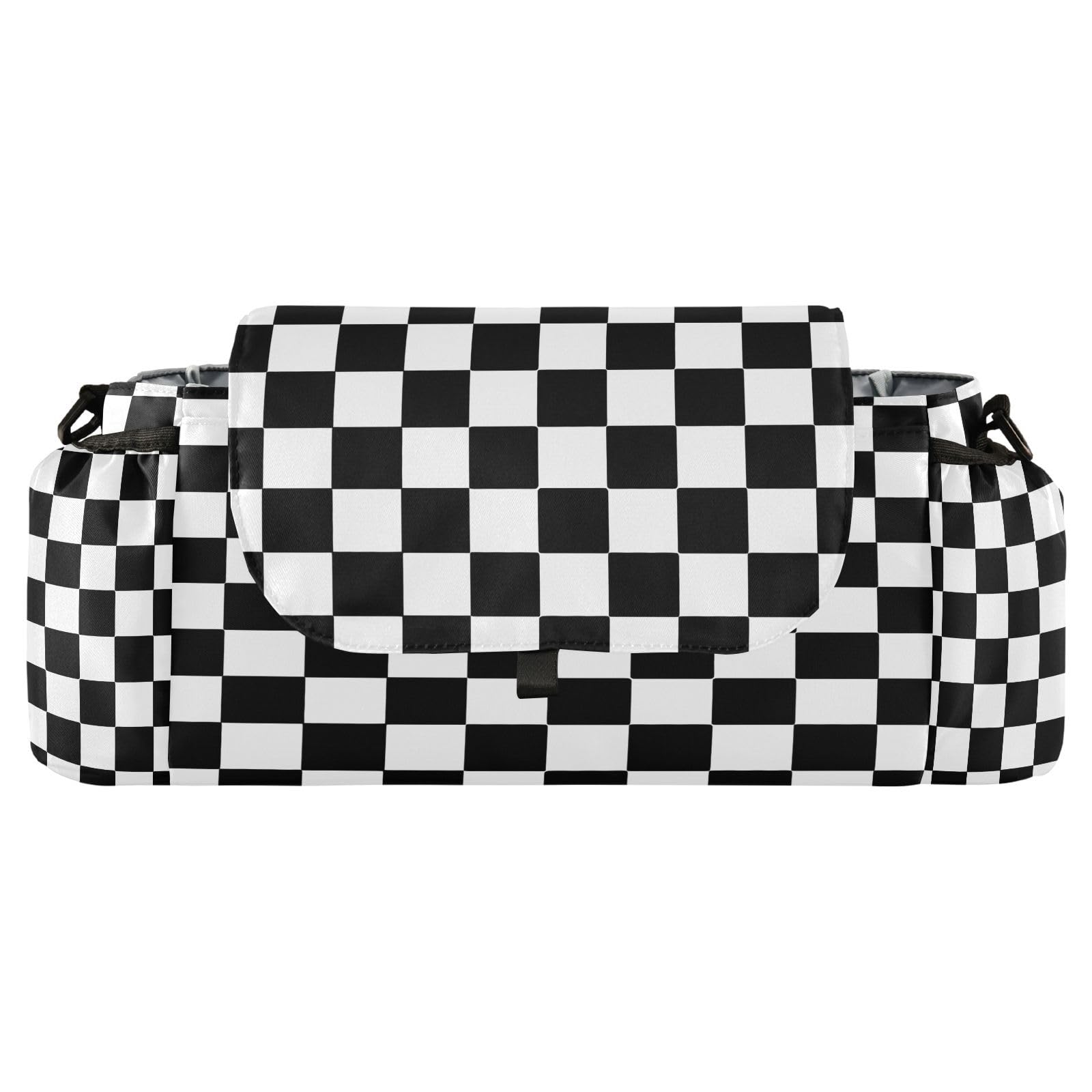 decor gift stroller organizer with cup holder Black and White Checkered baby caddy large with strollers