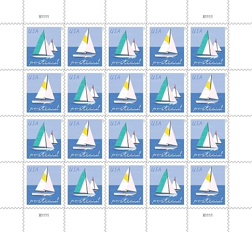 Miniatura 5 de Sellos postales de veleros (1 hoja (20 sellos)