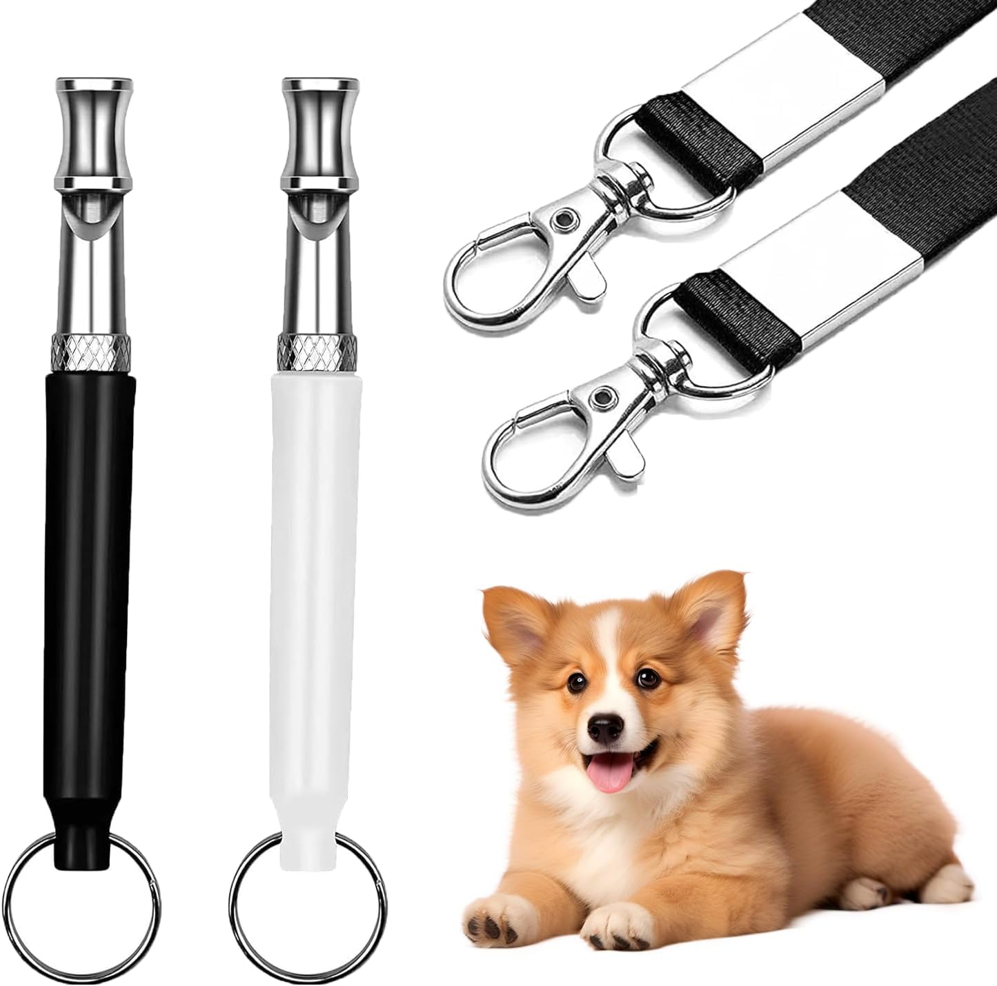 Dog Whistle – 2 Pcs Adjustable Silent Dog Whistle with Lanyard,Professional Recall Dog Training Whistles,Dog Whistle to Stop Barking Neighbors Dog