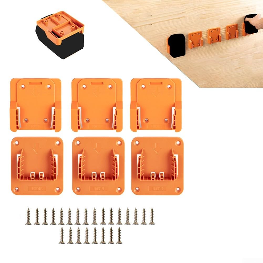 FACULX Battery Hanger For Ridgid And 18V Tools, Plastic Drill Rack Set, Space-Saving Storage For Garage And Workshop Organisation, Yellow(3 SET) — view 2