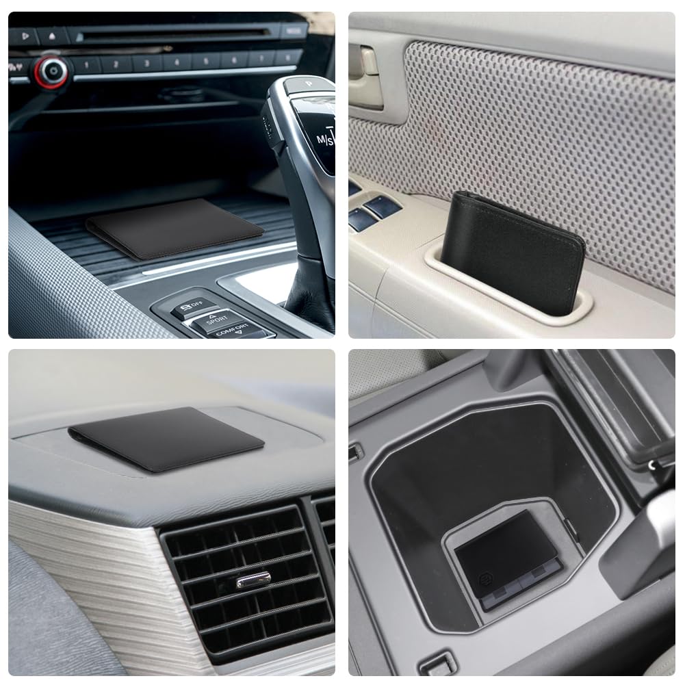 URAQT Fahrzeugschein Hülle, Card Wallet Ultradünne, KFZ Schein Unisex mit Kartenfächern, Kartenhülle Reisepasshülle für KFZ Fahrzeugschein, Ausweis, Karten Schwarz PU