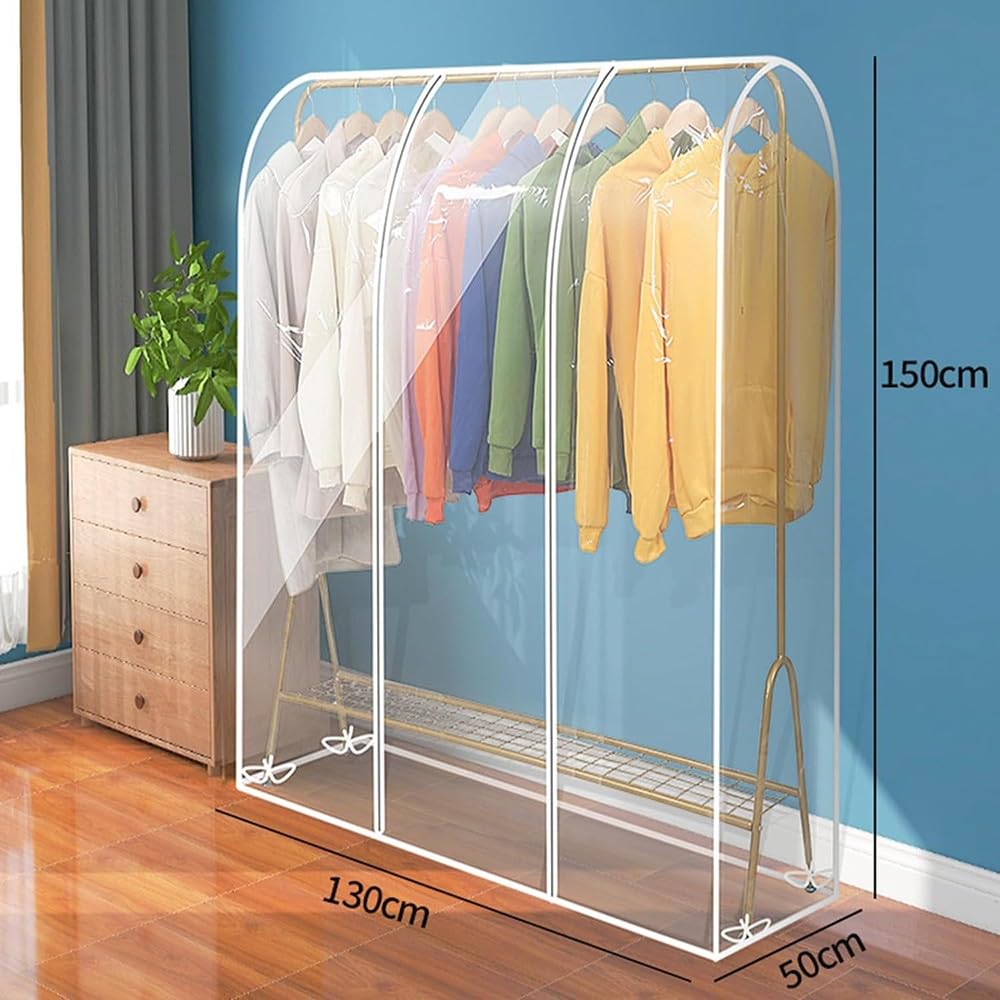 BLUEZY Kleidersack, Transparente Hängende Kleiderständer-Abdeckung Mit Reißverschluss-Kleidersäcken, Kleidung staubschutzhülle Wasserdichter Staubdichter Kleidungsaufbewahrungsschutz 50x150x130cm