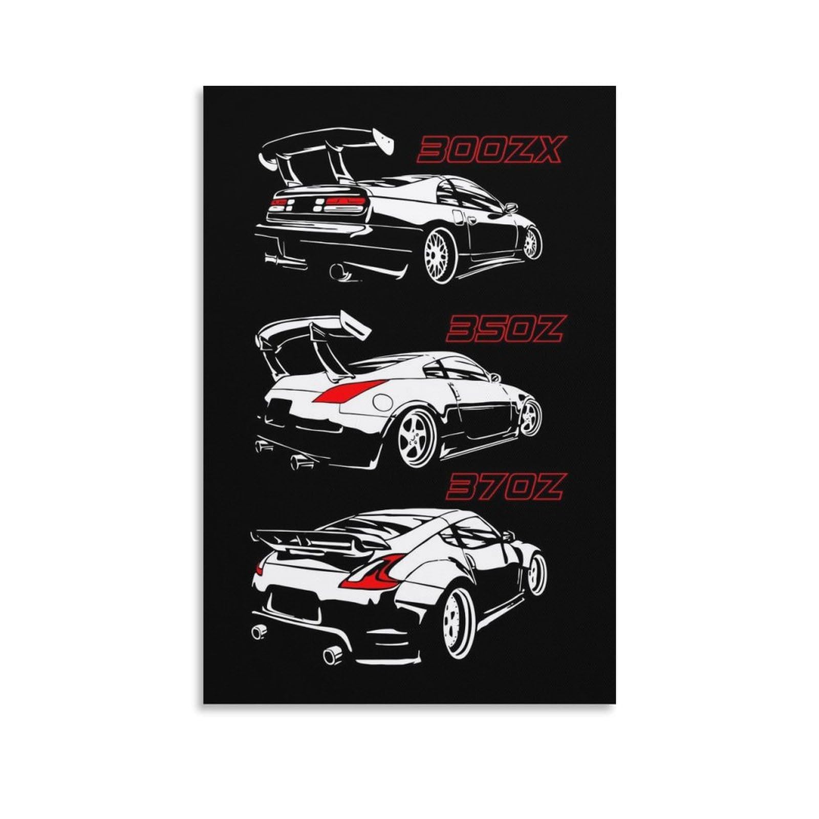 RIUFIN JDM Sport Car Posters 300zx 350z 370z Wall Decor Art-Modern Car Wall Art Prints Cool Posters for Boys Room-Bathroom Bedroom Office Canvas Wall