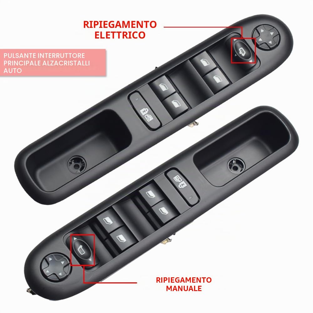 Interruttore principale degli alzacristalli elettrici anteriore sinistro | per Peugeot 3008 5008 Wagon 2009 2010 2011 2012 2013-2016 ,96650621ZD (96650621ZD-Piegamento elettrico)