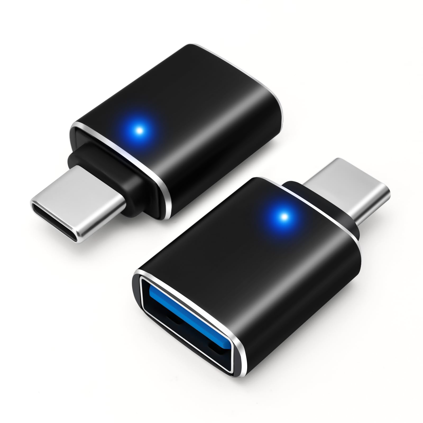 Adattatore da USB-C a USB-A Set da 2, USB C Maschio a USB 3.0 Femmina, Supporto OTG Nero