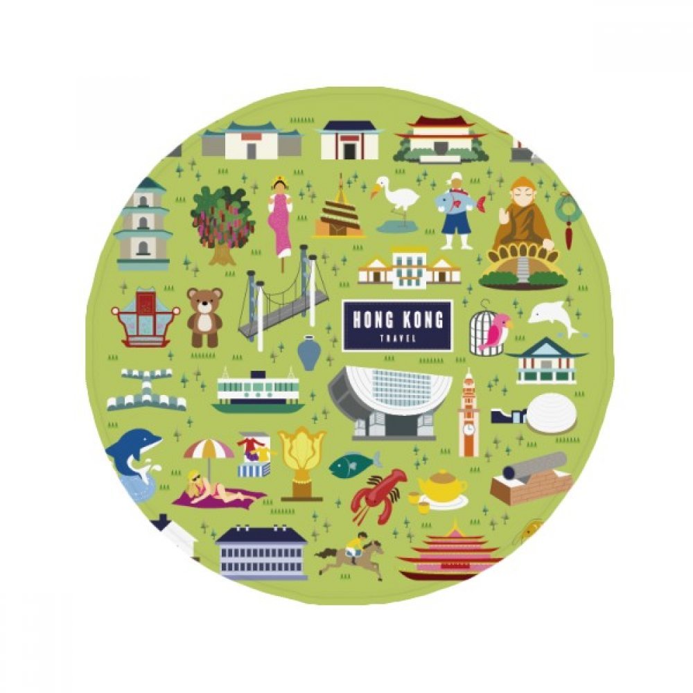 Tapis de chat rond motif Hong Kong 80cm pour salon et cuisine
