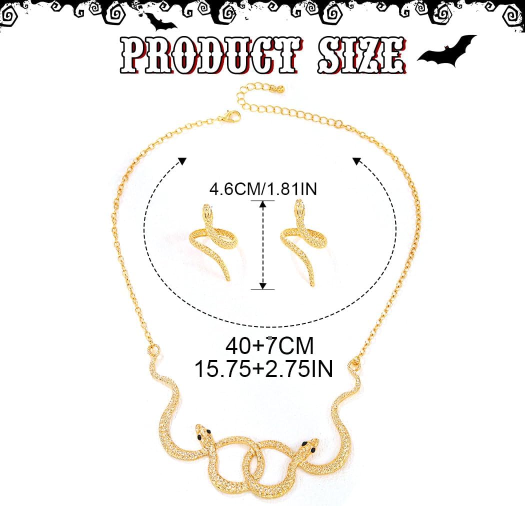 JAKAWIN Snake Necklace and Earrings Set Gold Costume Jewelry Set for Women - Image 4