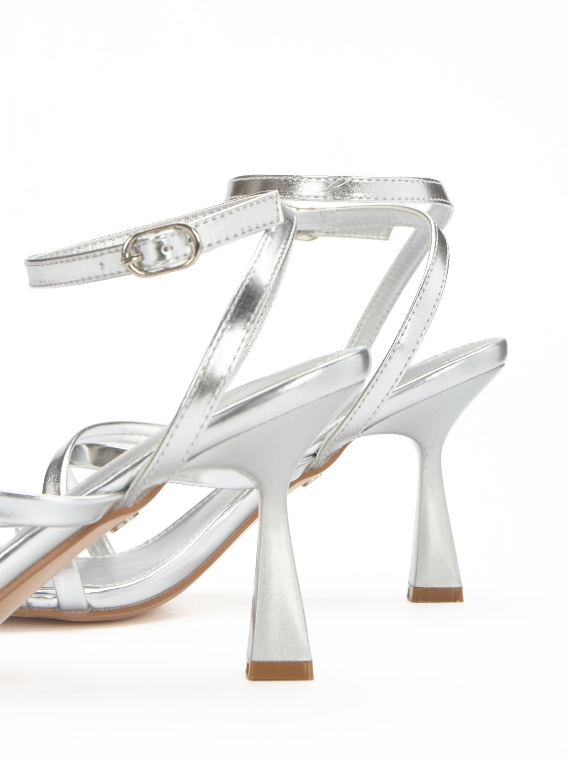 Sandalen Damen mit Riemchen, Schwarz, Weiß, Beige, Braun, Silber, Rosa Fuchsia, Riemchensandalen, Sandalen mit 8.5cm Absatz, 2681L-1-A