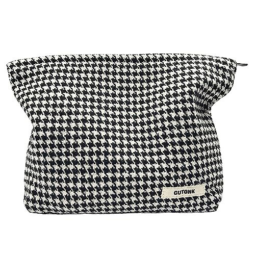 GUTGNK Women's Houndstooth Travel Bag - Small, Zipper, Skin Care & Cosmetics Change Bag