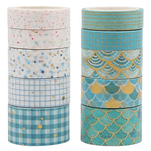 Miniatura 26 de CCINEE Cinta Washi de lámina dorada negra, cintas de enmascarar decorativas florales para diario de viñetas, álbumes de recortes, planificador