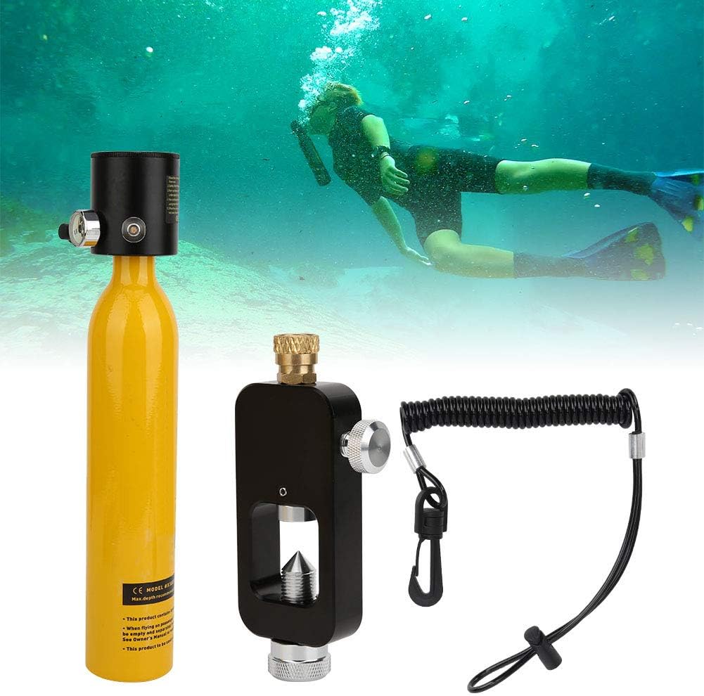 Underwater Breathing System, Portable Diving Rebreather with 500ML Emergency Oxygen Cylinder for Snorkeling, Swimming Training, and Recreational Diving