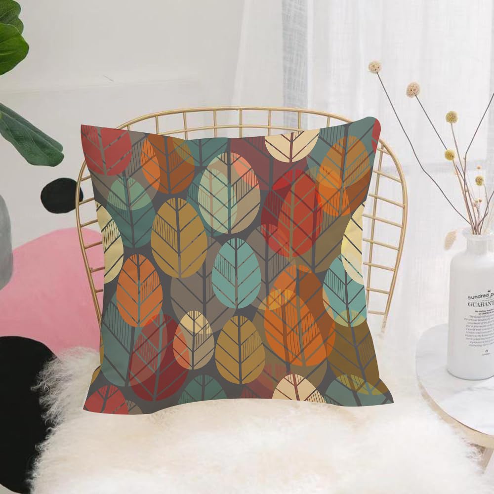 Hyosxw Pattern With Leaf Autumn Leaf Background. - A9 Cushion Cover,Throw Pillow Case Home Decorative For Living Room Bedroom Sofa Chair 18X18 Inch,Pattern With Leaf Autumn Leaf Background.,Pillowcase 45X45cm