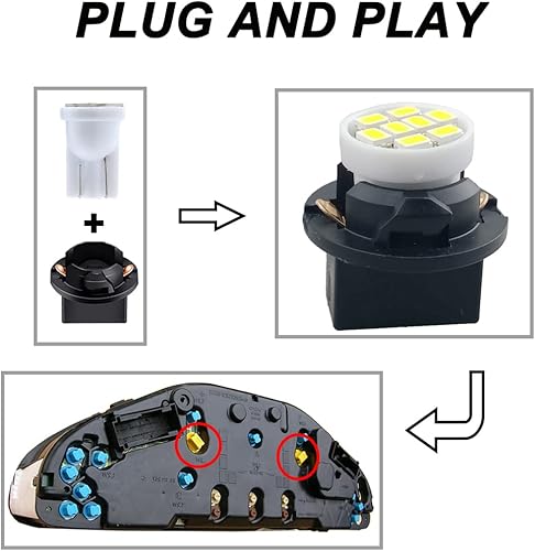Miniatura 4 de WINETIS Bombillas LED T10 194 168 para instrumentos de salpicadero blancas con enchufe de bloqueo giratorio, extremadamente brillante, panel de