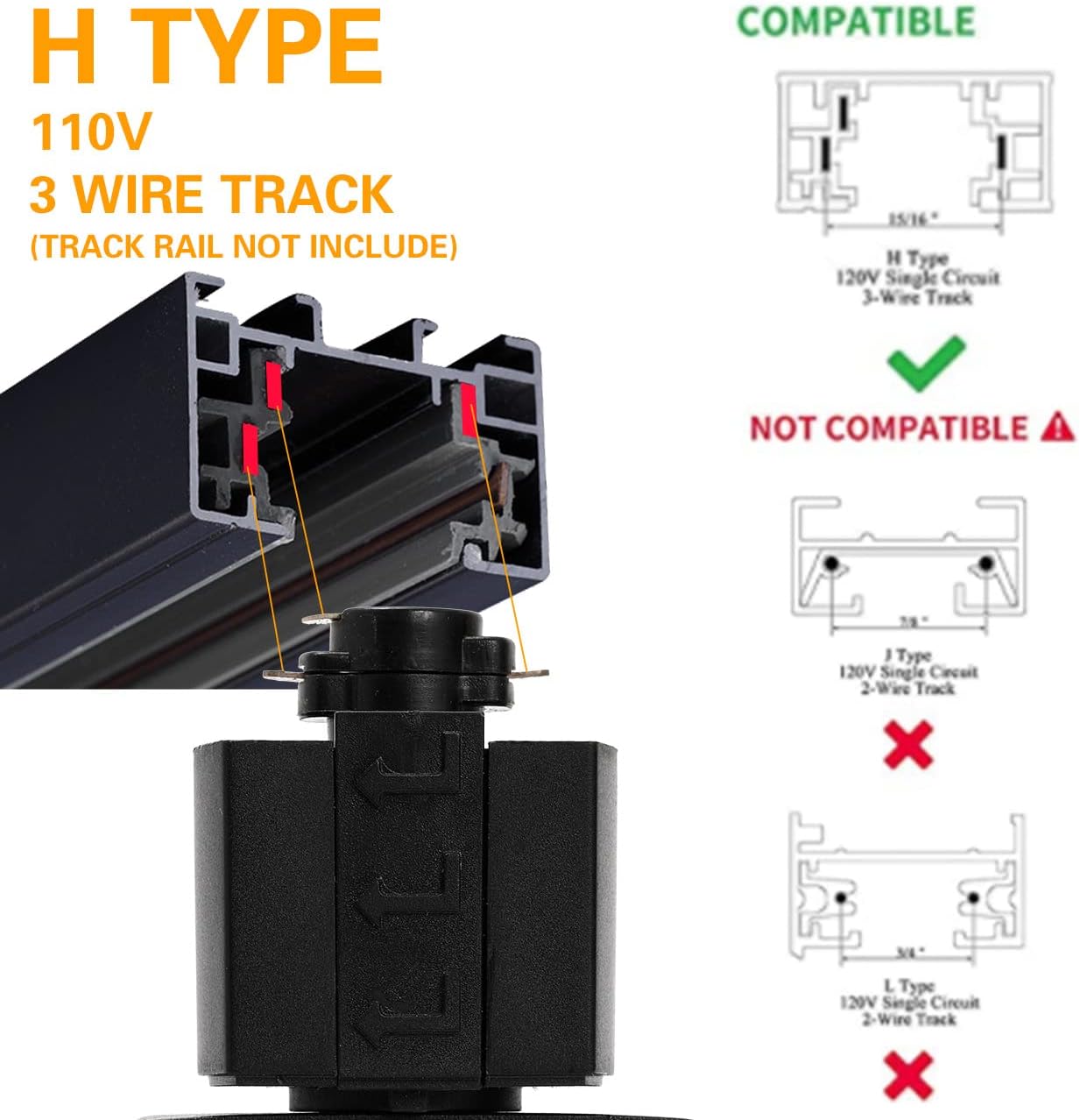 EAGLOD 15W H LED Track Light Heads,Dimmable LED Track Lighting Heads for Accent Retail Artwork, Linear Track Light H Type -3000K Warm White CRI90+ Adjustable 110V 36° Angle Halo Type-10Pack (Black)
