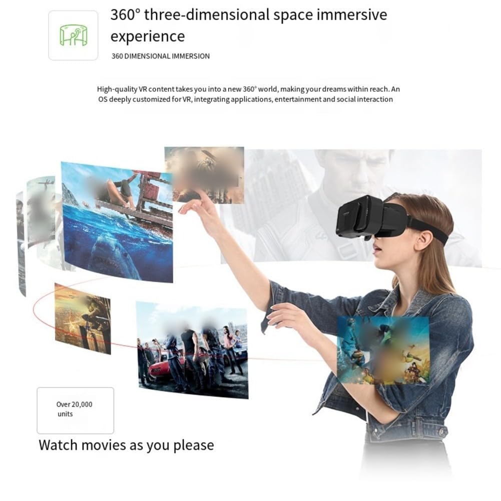 VR Headset for Phone with Controller, Immersive 3D VR-Glasses Adjustable VR Virtual Reality-Goggles, Fit for 4.7-7 inch Smartphone, VR Glasses for TV, Movies, Video Games
