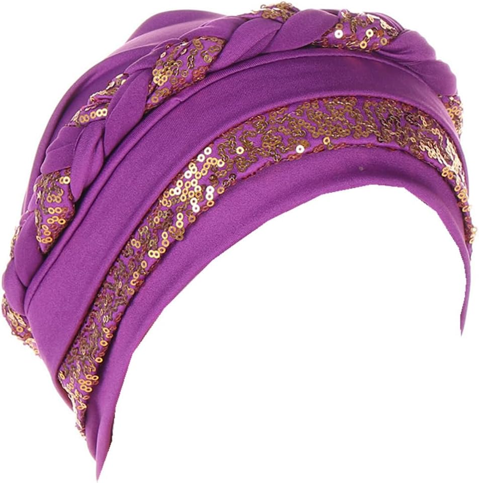 Chemo Turban hats for Women Sequin Solid Braid Twist Caps Cancer Headwear Cap Headwrap Plated Hair cover