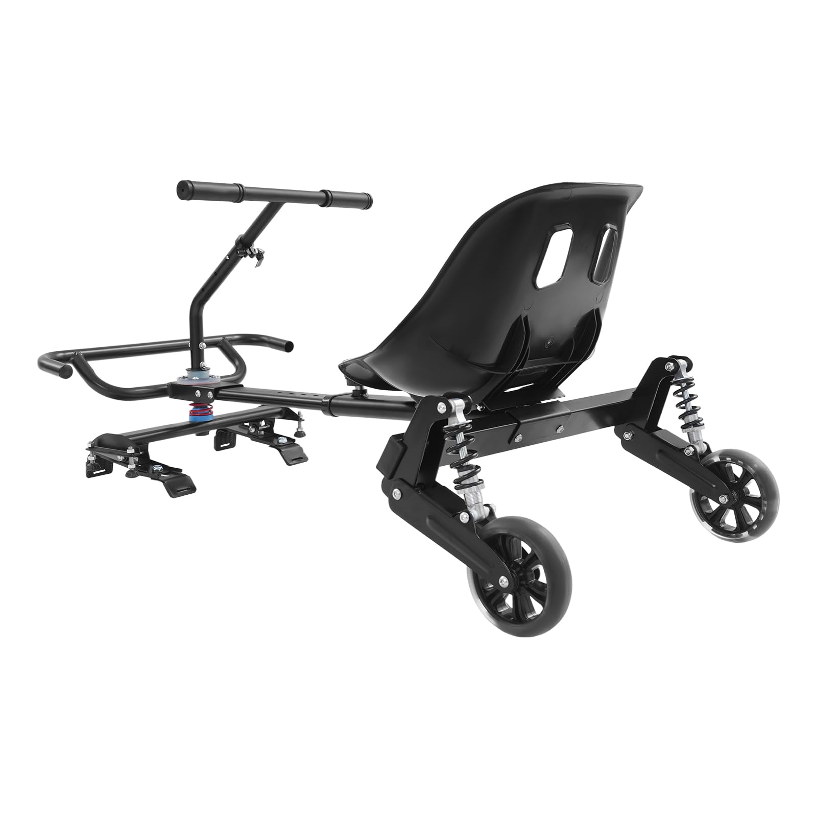 Siedzisko do skutera samobalansującego, regulowane akcesoria gokart | Z potrójną amortyzacją wstrząsów, kompatybilna z deskorolka Hoverboard 6,5/8/10" o nośności do 100 kg, czarna