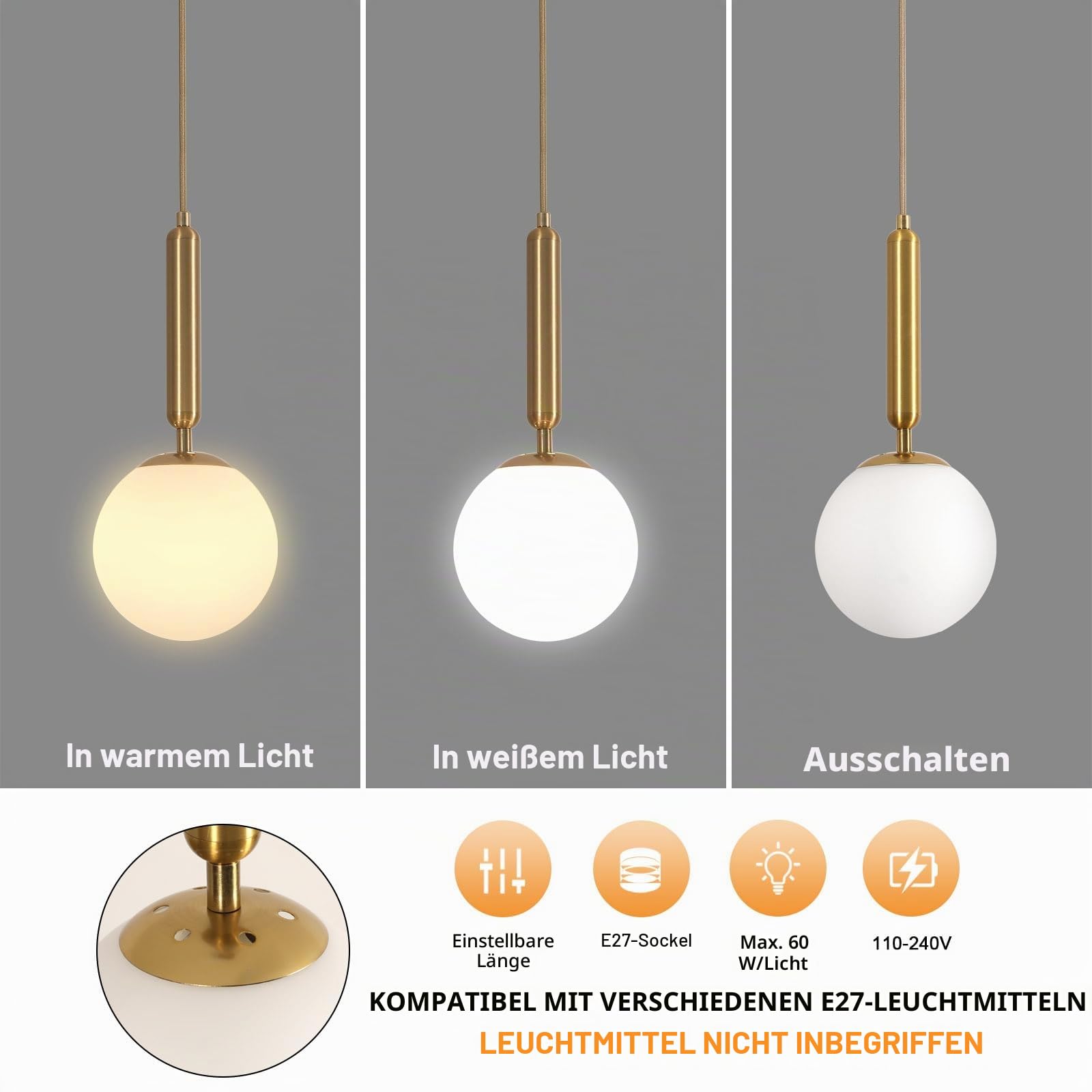 DELIPOP Hängelampe Rondo, Moderne Pendelleuchte E27