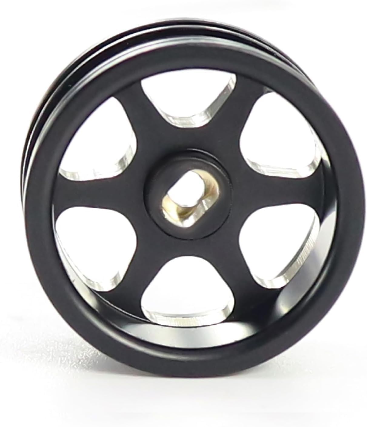 4PCS 1/30 RC Car Black Coating Brass Wheel Rim Hub Offset 0.7" for 1:30 RC Rock Crawler Car Upgrade Parts for AXIAL SCX30 (6Holes)