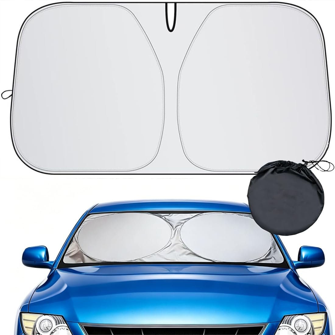 YUANQI Car Windscreen Sun Shade for Citroen Saxo VTS C2 VTS C4 VTS,Durable UV & Heat Blocker,Protects Interior From Sun,Compact & Easy To Store,Foldable & Elastic Frame,145 * 80CM