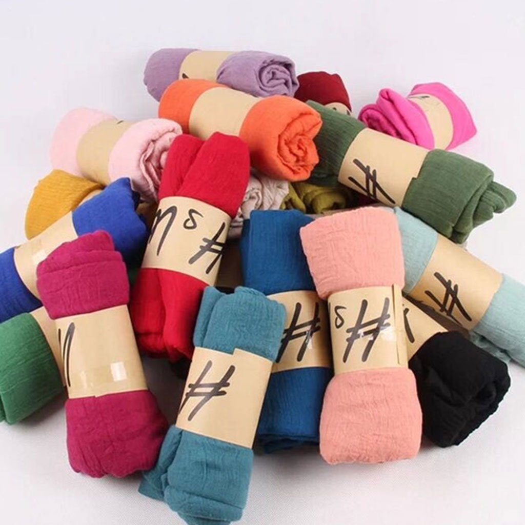 Sciarpa Hijab Musulmana Sciarpa In Jersey Da Donna Tinta Una Elasticà Scialli E Involucri In
