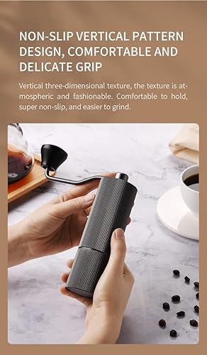 Miniatura 9 de Molinillo de café manual, capacidad de 0.88 oz con fresas cónicas de acero inoxidable CNC, ajuste interno ajustable, posicionamiento de doble