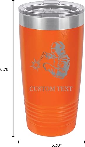 Miniatura 10 de Vaso de acero inoxidable con aislamiento al vacío de 20 onzas personalizado de doble pared grabado con láser taza azul café, soldador, personalizado